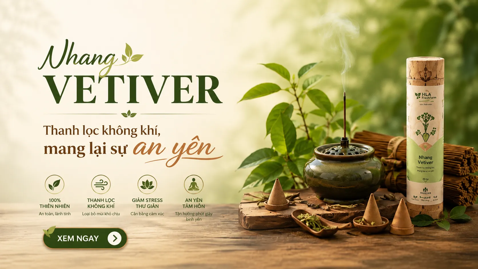 Nhang Vetiver – Thanh lọc không khí, mang lại sự an yên
